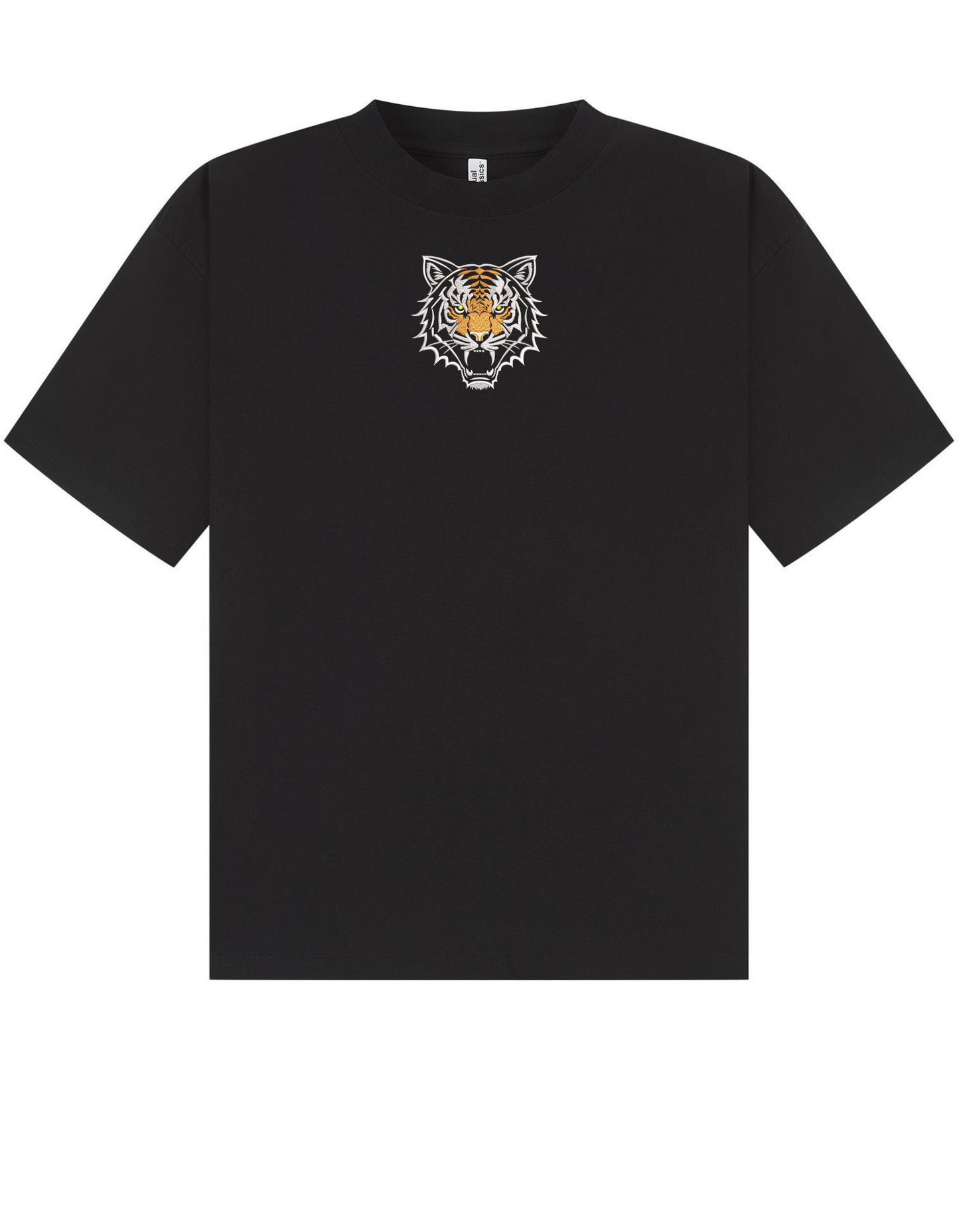 Tiger head embroidery design oversized T-shirt
