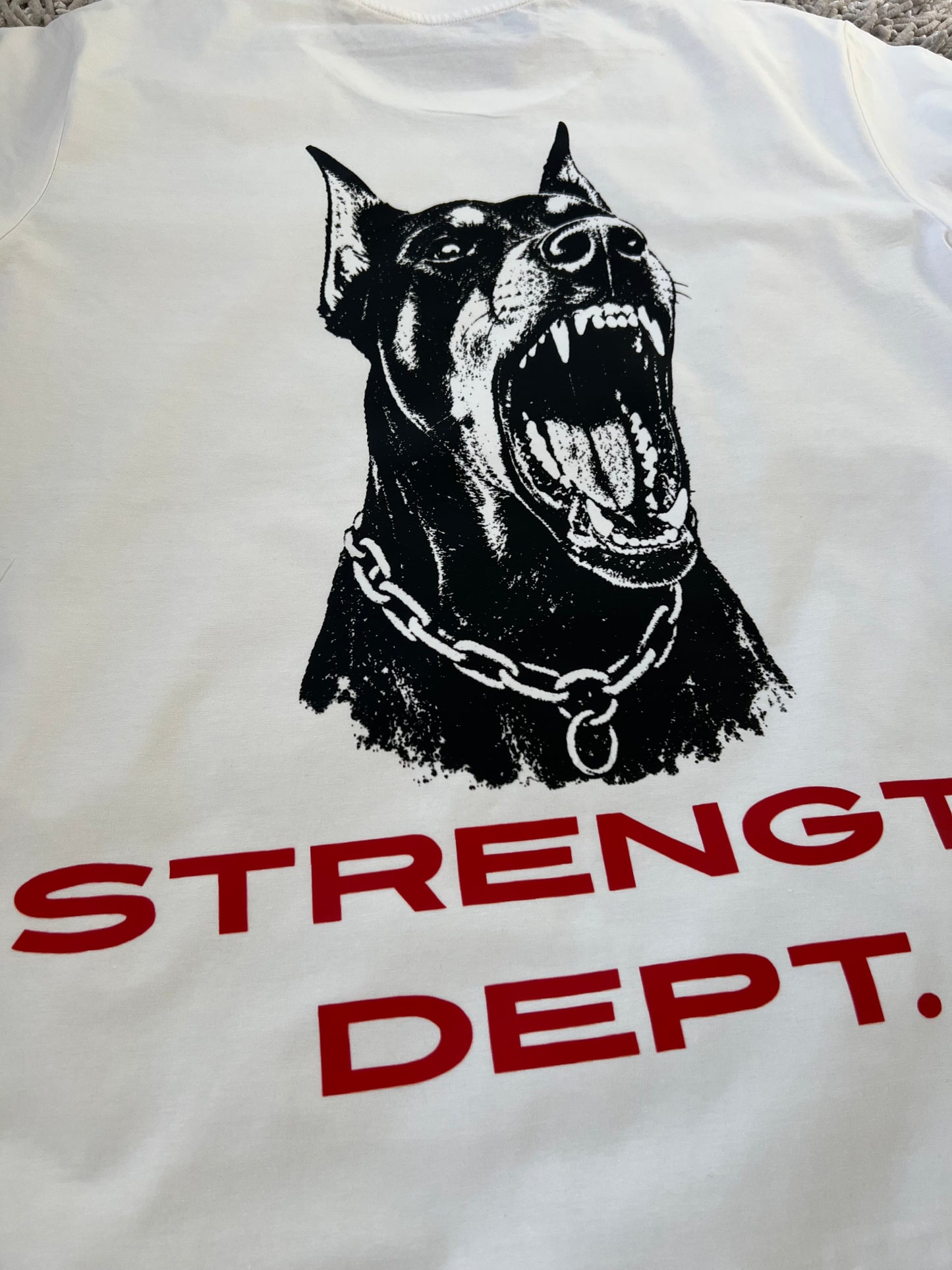Strength Dept. Doberman Graphic Oversized T-Shirt – White