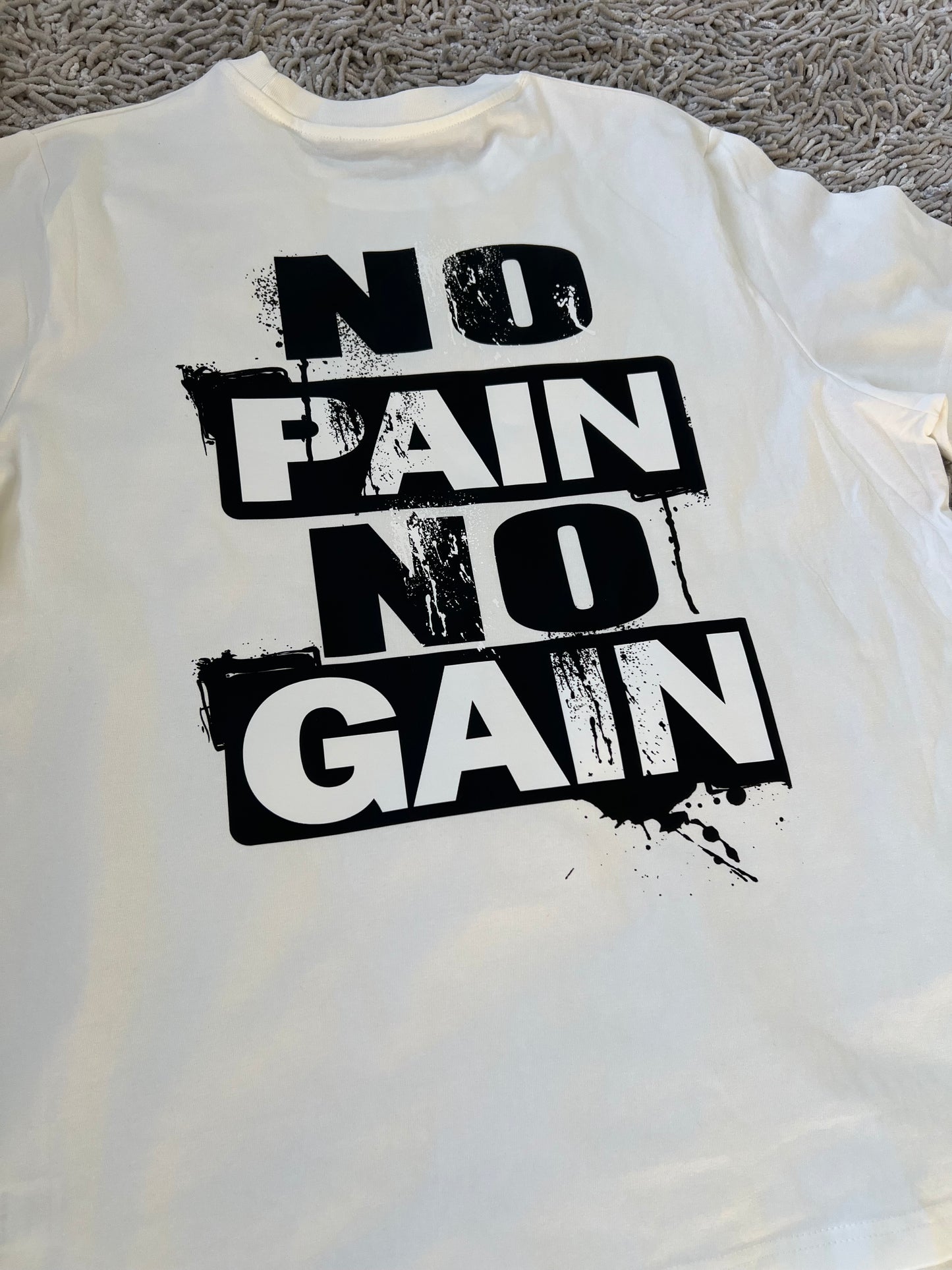 Other Style "No Pain No Gain" Oversized Graphic T-Shirt – Premium Heavyweight Cotton | White