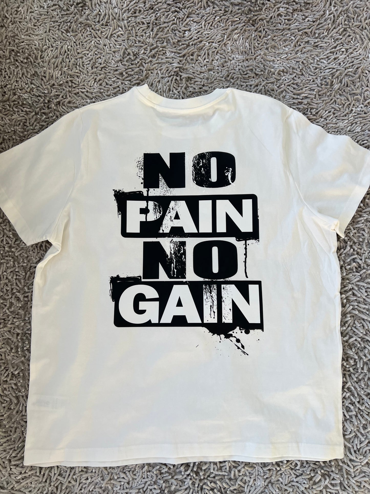 Other Style "No Pain No Gain" Oversized Graphic T-Shirt – Premium Heavyweight Cotton | White