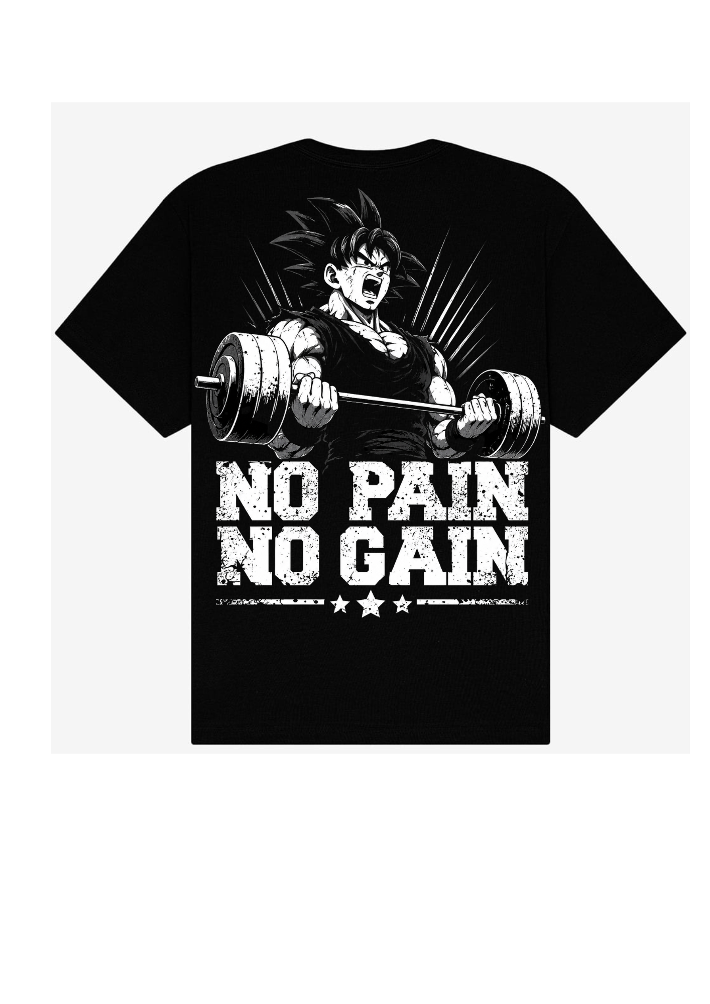 No Pain No Gain Anime Gym T-Shirt – Saiyan Inspired Weightlifting Graphic Oversized Fitness Tee