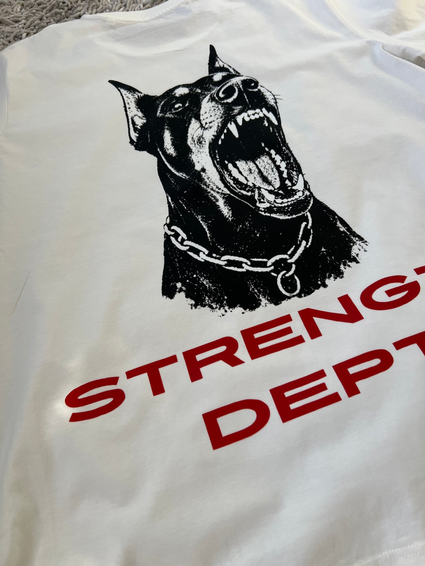 Strength Dept. Doberman Graphic Oversized T-Shirt – White
