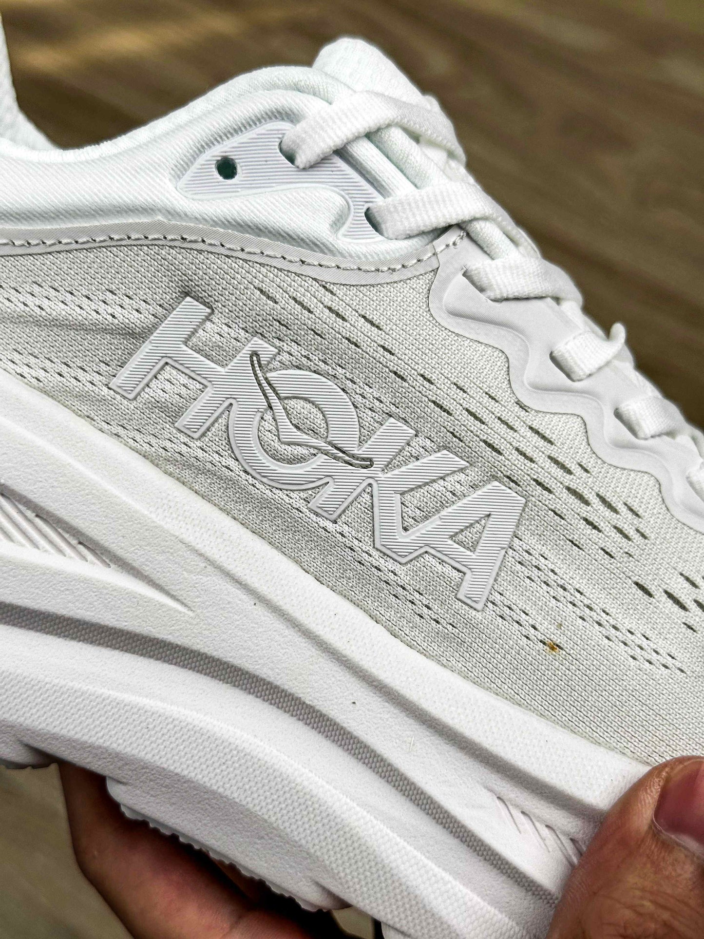 HOKA Bondi 9 Triple White Running Trainers – Cushioned Lifestyle Sneakers